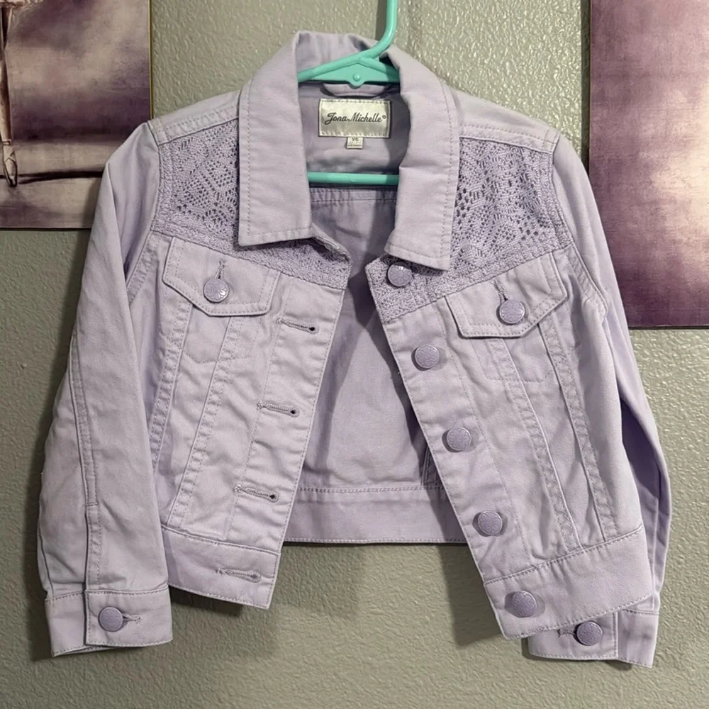 Jona Michelle Toddler Denim Jean Jacket soft purple lavender XS 3t/4t like new - Picture 1 of 7